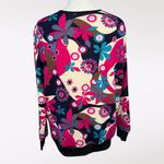 Vintage Floral Print Retro Pullover Top 3/4 Sleeve Keyhole Neck Size Medium Multiple Photo 3