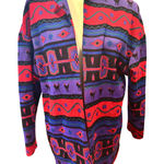 Vintage 90s Southwest Style Cardigan Open Front Knit Jacket Colorful Purple Size 12 Photo 0