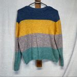 H&M Blue, Yellow, Gray & Green Colorblock Stripe Long Sleeve Sweater Size S Photo 3