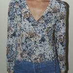 Rouje Paris Gaby Neutral Floral Wrap Blouse Brown Size 6 Photo 0