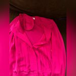 Liz Claiborne Blouse LS Hot Pink Pleated Front No Collar Hidden Buttons … Photo 6