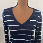 Banana Republic  linen blend navy slouchy sweater with white stripes size XS Photo 51