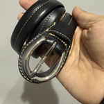 Ralph Lauren  Belt Womens Sz M 38" Black Italian Leather Silver Buckle Western Photo 0