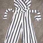 White And Black Striped Jumpsuit Photo 0