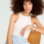 J.Crew  White Cutaway Crop Tank Form Knit High-Neck Size Medium Photo 0