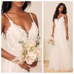 Lulus NWOT Breathtaking Romance White Embroidered Tulle Gown Photo 3