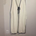 NEW Calligraphie White Sleeveless Knit Duster/Cardigan with Black Trim Size XL Photo 1