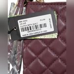 Badgley Mischka Quilted Vegan Leather Wine and Gold Wristlet Photo 2