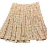 Aerie New Pleated Mini Skirt Pink Brown Gingham Plaid Size XS $49.95 Preppy Photo 0