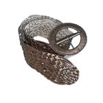 White House | Black Market New VTG Y2K  Woven Braid Wide Belt Bronze Leather Boho y2k Photo 3