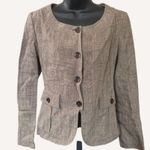 Max Mara Vintage 90s  100% Linen Blazer Sz 2 Made in Italy Brown Check Old Money Photo 0