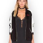 Lauren Moshi VHTF:  ᨎ Haven Red Mouth Patch Silk Zip Bomber Jacket ᨎ B+W ᨎ Medium Photo 0