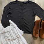 EXPRESS  ‘90s Button Up Fitted Cropped 3/4 Length Sleeve Black Knit Cardigan Sz M Photo 1