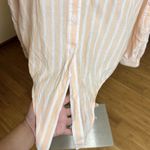 Lola River Shirt Size Large Orange White Striped Tie Front Tencel Linen Preppy Photo 3