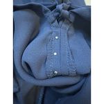 Zac and Rachel  Woman Petite Size PM Navy Blue Pearl Embellished Long Sleeve Blouse Photo 6