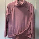Athleta ‎ Pink Mauve Faux Wrap Front Funnel Mock Neck Sweatshirt Athleisure Heavy Photo 0