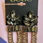Bebe   Gray rhinestone and gold tone  statement earrings Photo 0