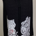 Lauren Moshi New.  black floral stripe scarf. Retails $169 Photo 0