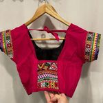 Handmade Cute Indian chaniya crop top tie back embroidery ribbon trim rainbow Photo 0