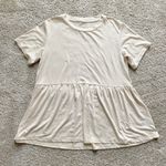 American Eagle Outfitters Cream Short Sleeve Peplum Top Photo 0
