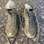 Gucci High Top Women’s Sneakers Tennis Shoes Metallic Silver Logo Size 39 9 Photo 0