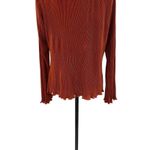 Anthropologie  Dolan Lettuce-Hem Buttondown Top Pleated Flare Sleeve Rust Large Photo 9