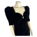 1980’s Cachet by Bari Protas Black Velvet Sweetheart puffy sleeve Dress medium Photo 2
