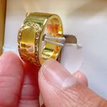 Michael Kors  hollow logo gold tone chunky ring size 7 diamonds crystal paved NIB Photo 7