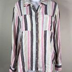 Sanctuary Linen/Rayon Mix Striped Boyfriend Shirt Photo 0