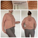 American Eagle  Ribbed Pullover Hoodie Peach Super Soft Medium Athleisure Photo 1