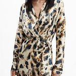 MNG Mango Womens Leopard Print Long Sleeve V Photo 0