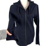 COS  Navy Dark Wash Denim Hooded Full Zip Minimalist Jacket Small Photo 2