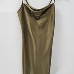 Bebe  Mini Dress Women S Green Satin Cowl Neck Cami Adjustable Spaghetti Strap Photo 0