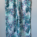 Cynthia Rowley 100% Linen Floral Wide Leg Pants White Teal Beach Vacation Size S Photo 0