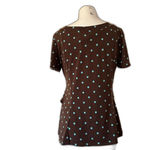 Karin Stevens Vintage Brown Polka Dot Belted Blouse L 12 Photo 4