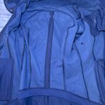 Lululemon Jacket Navy Blue Black Foil Floral Zip Up Removable Hood Size 2 Photo 13