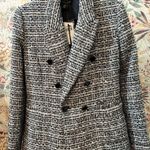 House of Harlow 1960 NWT Dbl Breasted Tweed Heavyweight Jacket Blazer Small Blue White Photo 0