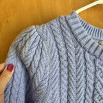 J.Crew  Cable-knit puff-sleeve crewneck sweater lavendar small‎ BS978 Photo 2