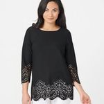Dennis Basso  Luxe Crepe Laser Cut Top Photo 11