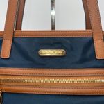 Michael Kors  Navy Nylon Leather Trim Tote Bag Gold Logo Lock Charm Photo 2