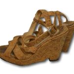 Christian Loboutin Cork Ankle Strap Wedge Block Heel Sandals Shoes Size: 38 / 8 Tan Size undefined Photo 1