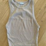 ZARA  Sleeveless Ribbed Tank in Tan Photo 0