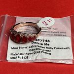 Bomb Party RBP7748 “Dazzle Me” LC Ruby/Quartz on Rose Gold Size 11 Ring NWT Red Photo 4