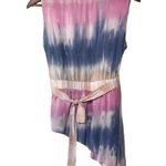 Versona Asymmetrical Tie-Dye Pink/Blue V-Neck Top with Belt Size Small Photo 1