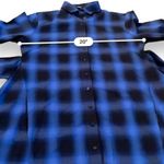 Maje  Rulyl Blue & Black Plaid Checkered Long Sleeve Tie Front Button Shirt Dress Photo 7