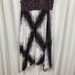 Torrid  Brown&Pink Boho Scarf Print Challis Handkerchief Hem Midi Dress Sz.2 Photo 5