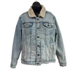 George Womens Jean Jacket Sherpa Lined Trucker Size M Blue Size M Photo 2
