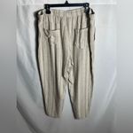 Dash Linen Blend Striped Drawstring Pants Women’s XL Beige Casual Summer Lounge Tan Photo 2