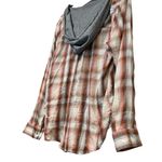 Mudd  Plaid Print Hooded Casual Flannel Button Up Shirt Junior’s Size XXL Photo 5