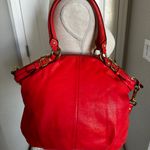 Coach 's Madison Lindsey Satchel Bag Leather Cherry Designer Authentic Photo 4